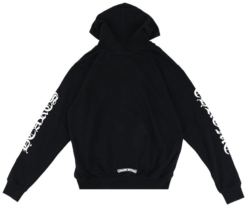 Chrome Hearts Letters Sleeve Fleece Zip Up Hoodie 'Black/White'