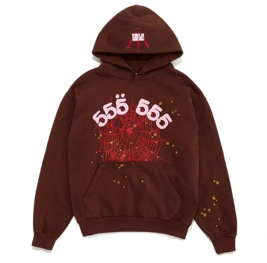 Sp5der Angel Number Hoodie 'Brown'