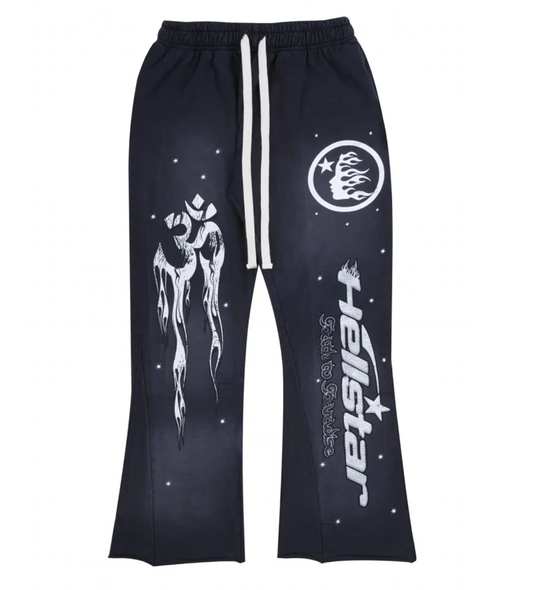 HELLSTAR STUDIOS RACER FLARE SWEATPANTS 'BLACK'