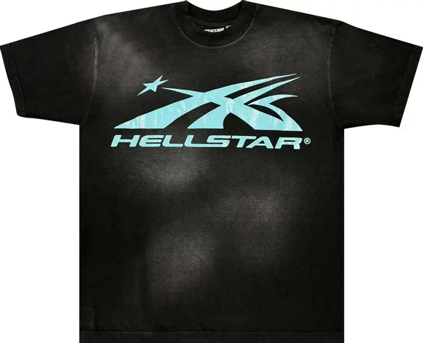 Hellstar Sports Core Logo T-Shirt 'Black/Aqua Blue'