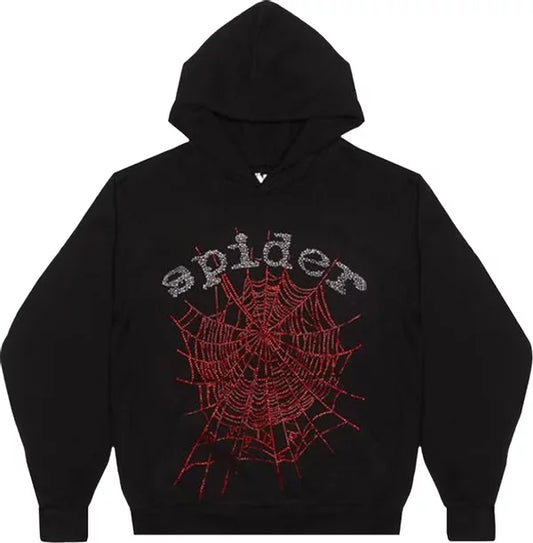 Sp5der OG Rhinestone Hoodie 'Black'